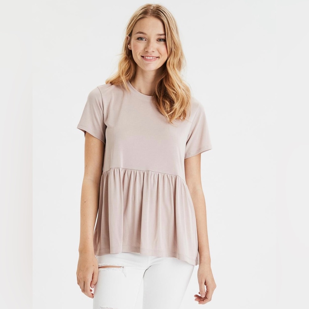 🆕 American Eagle Outfitters Mauve Peplum Tee